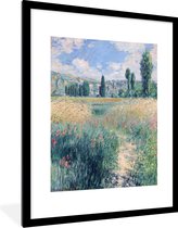Fotolijst incl. Poster - Pad op het eiland Saint Martin, Vetheuil - Schilderij van Claude Monet - 60x80 cm - Posterlijst