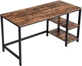 Furnibella - Bureau, computertafel, pc-tafel, bureautafel, met 2 legplanken rechts of links, 140 x 60 x 75 cm, voor kantoor, woonkamer, stalen frame, industrieel ontwerp, vintage b