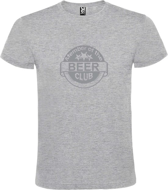 Grijs  T shirt met  " Member of the Beer club "print Zilver size XXXXL