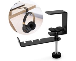 Koptelefoon houder - Gaming headset hanger - Headset stand - Haak - Bureau klem - Kabel organiser - Clip - Mount - Tas houder - Bureau beugel - zwart