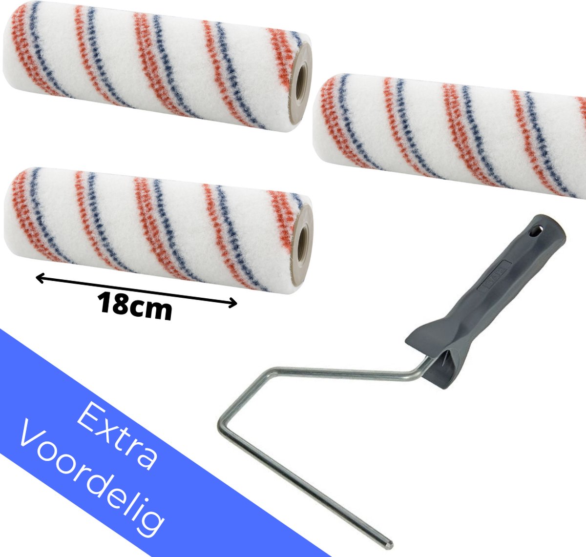 Actie Vloer Roller Set - 3 Copenhagen Prof Nylon Rollers 18 cm + Beugel
