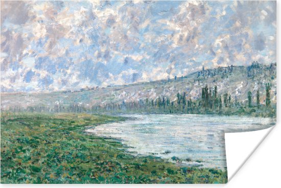 Poster Seine at Vetheuil - schilderij van Claude Monet - 90x60 cm