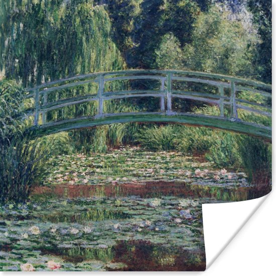 Poster De Japanse brug en de waterlelies - Schilderij van Claude Monet - 50x50 cm