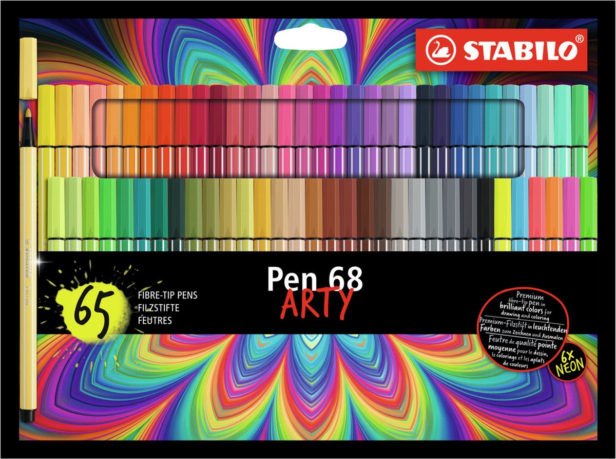 Onhandig crisis paddestoel STABILO Pen 68 - Premium Viltstift - ARTY Etui Met 65 Kleuren | bol.com