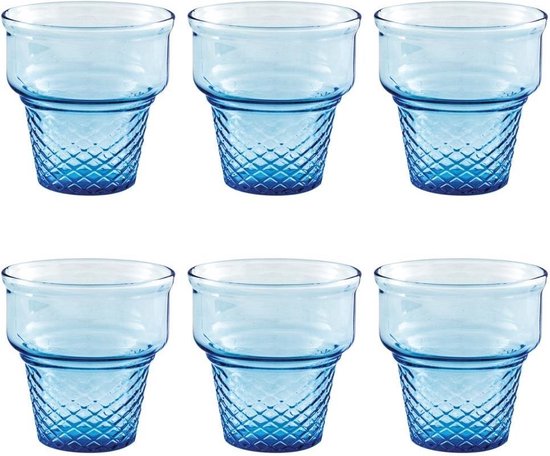 Pasabahce ijscoupe - ijsglazen (3 stuks) - mini cornet blauw