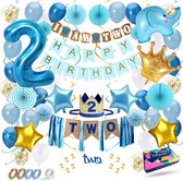 Fissaly Kind 2 Jaar Verjaardag Versiering Jongen XXL – Happy Birthday Decoratie Incl. Ballonnen – Blauw