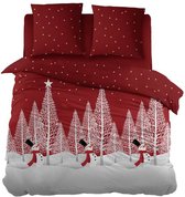 Snoozing Delice - Flanel - Dekbedovertrek - Lits-jumeaux - 270x200/220 cm - Rood