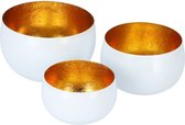 Set theelichthouders voor Waxinelichtjes - Set van 3 - Decoratie - Kaarsenhouder - Metaal - Marrakech - White/Gold