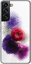 Geschikt voor Samsung Galaxy S22 hoesje - Klaproos - Bloemen - Glas - Siliconen Telefoonhoesje
