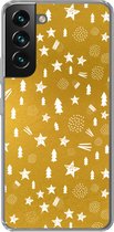 Geschikt voor Samsung Galaxy S22 hoesje - Kerst - Feest - Goud - Siliconen Telefoonhoesje
