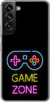 Geschikt voor Samsung Galaxy S22 Plus hoesje - Controller - Game - Neon - Zwart - Quotes - Game zone - Siliconen Telefoonhoesje