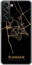 Convient pour coque Samsung Galaxy S22 - Schiedam - Plan de la ville - Or - Zwart - Étui de téléphone en Siliconen