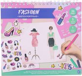 kleurboek Fashion sketch portfolio met Inclusief stencils en stickers - Design boek