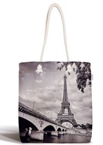 Schoudertas dames met rits - Eiffeltoren - Canvas 45x50 - Strandtas - Shopper tas - Dames tassen - Zomer - Hobby