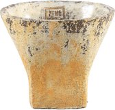 PTMD Githa Ronde Bloempot - H17 x Ø20 cm - Cement - Geel