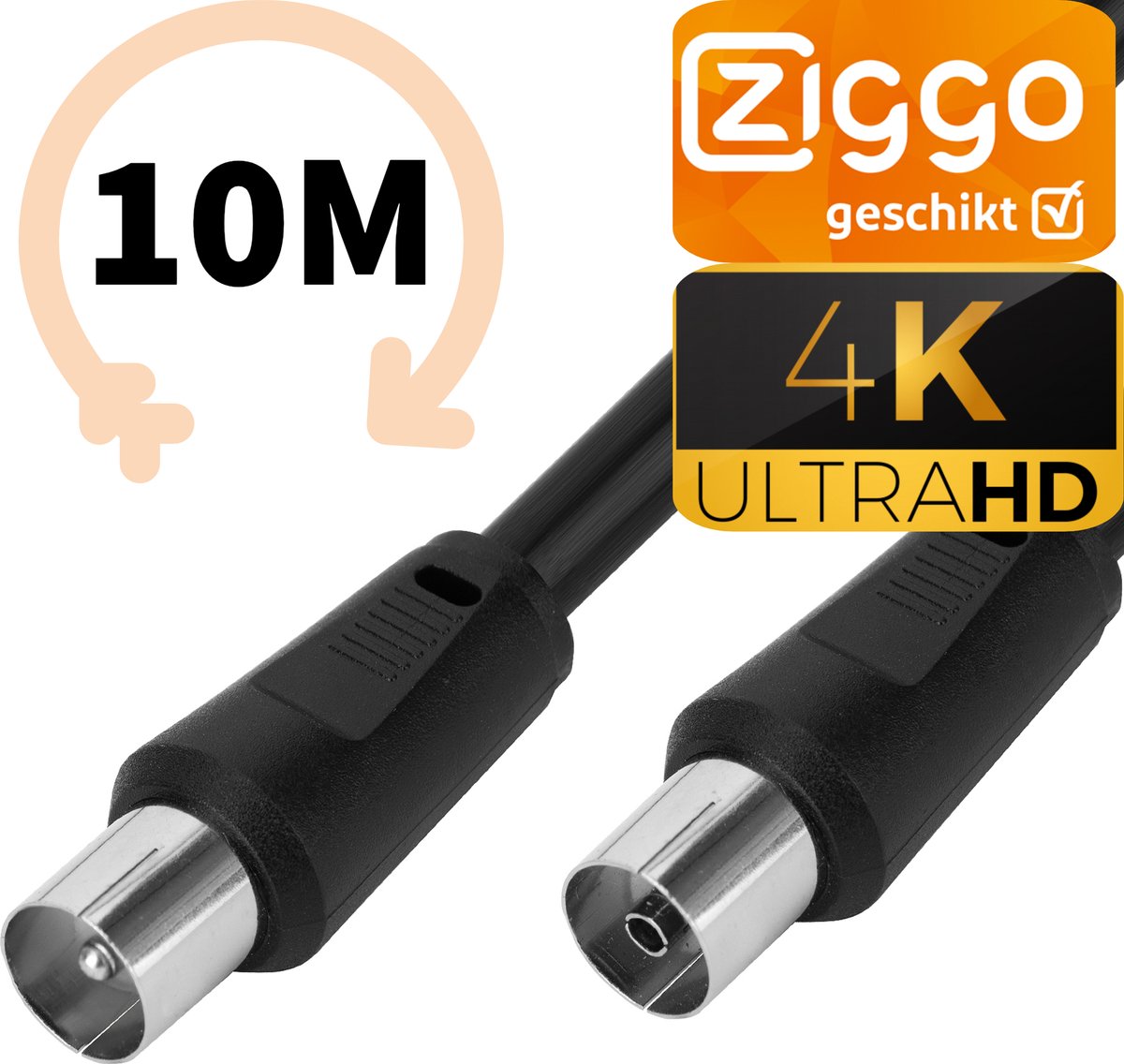 Coax Kabel Ziggo - 4k Ultra HD Coaxkabel - 10 Meter - 4G Proof Antennekabel  - TV Kabel... | bol.com
