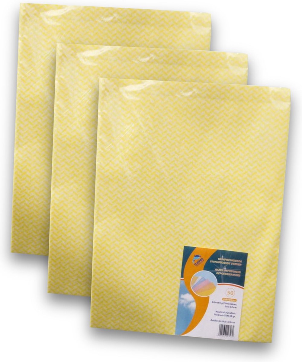 Goedkoopste Flipperdoek 50 stuks - voordeelpack 3x 50 stuks geïmpregneerde stofdoeken 30x42 cm
