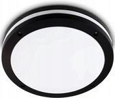 Plafonnier LED - Lampe de salle de bain - Prixa Pauly - Opbouw - Rond - Culot E27 - Zwart mat