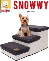 SNOWWY - Hondentrap met opslagruimte - Honden loopplank met handige opslagvakje - Hondenloopplanken - inklapbaar - Huisdier opstap - Hondentrapje - Grijs