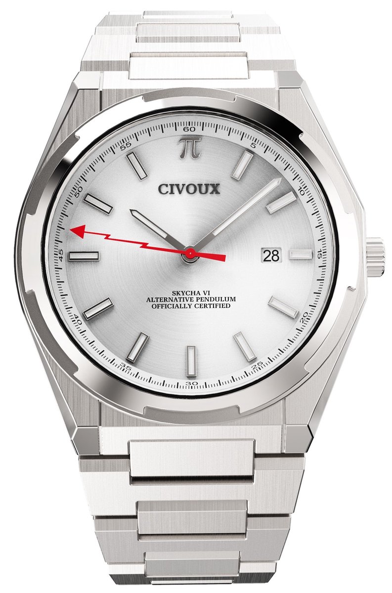 CIVOUX Skycha VI Wit - Horloges voor mannen - Horloge heren - Ø40 mm - 316L Roestvrij Staal - Saffier Glas