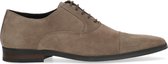 Manfield - Heren - Taupe suède veterschoenen - Maat 44