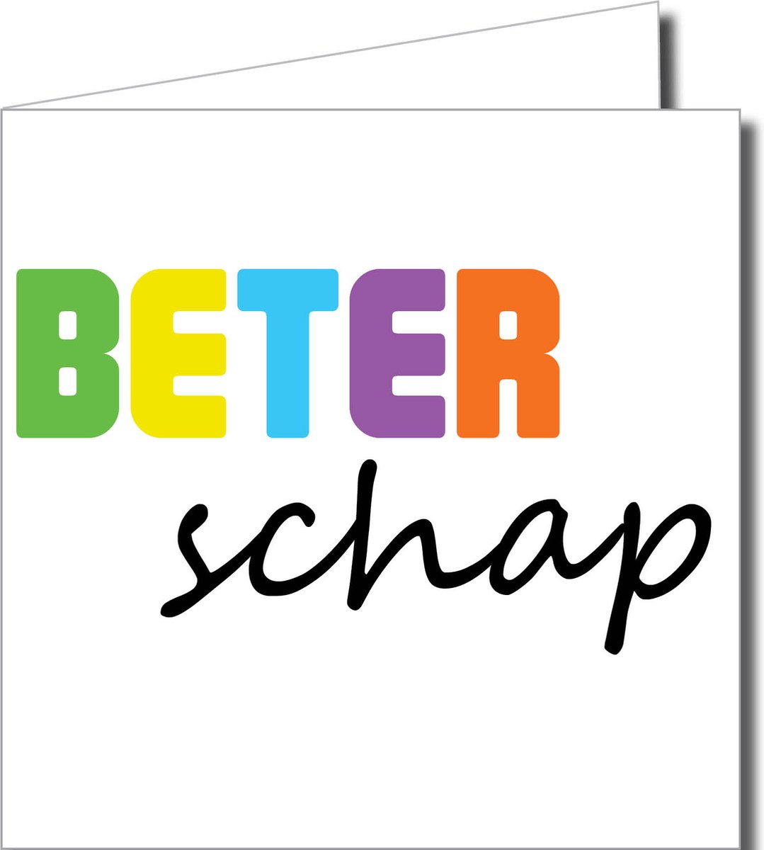 Wenskaartenpakket Beterschap – 10 Stuks met Vrolijke Gekleurde Letters, Kikker en Hond (14,5 x 14,5 cm)