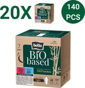 Bella Maandverband Bio Based Ultra Night 100% Bamboo Vegan (7 stuks per verpakking) pak van 20, Biogebaseerd, milieuvriendelijk, gemaakt met bamboe, voordeelpakket - 140 stucks