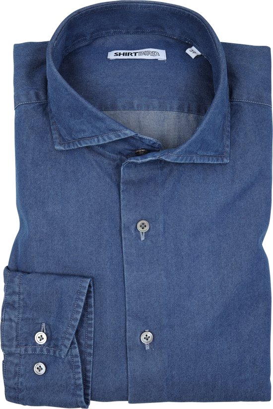 CHEMISE | Kite | Chemise | Denim foncé | Denim indé |  100% coton | Pré lavé | Compatible avec le fer | Boutons en nacre | Shirts Premium | Taille 42