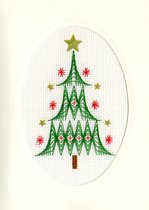 Christmas Tree kerstkaart - aida telpakket - Bothy Threads
