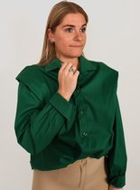 Kirsten blouse | Blouse dames | Kent kraag | Pof schouders | Chique | Vrouwelijk | Kleur Groen | Maat L