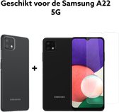 samsung A22 5G hoesje siliconen transparant achter kant + screen protector -samsung a22 5g hoesje doorzichtig achterkant + glas protectie tempert glas