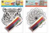 Kleur op nummer - Kleuren op nummer - Kleurplaten volwassenen en kinderen - Klein cadeau - 2 x 6 vellen met kleurpotloden