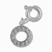 Silventi 9SIL-22016 Zilveren Letterhanger - Zirkonia - Letter - O - 7 mm - Veerring - Rhodium - Zilver