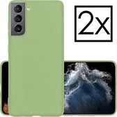 Hoes Geschikt voor Samsung S22 Hoesje Cover Siliconen Back Case Hoes - Groen - 2x