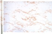 Raved Raamfolie/Plakfolie - Decoratiefolie - Marmer Print Wit/Oranje - 2 m x 45 cm