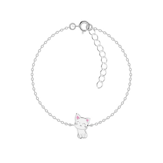 kinderarmband met een wit katje | poesje hanger bedel armband | armbandje... | bol.com