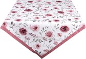 Clayre & Eef Nappe 130x180 cm Blanc Rose Coton Rectangle Roses Nappes de table