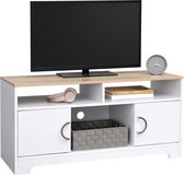 Furnibella - tv-meubel, tv-meubel, lowboard, woonkamer, slaapkamer, eenvoudige constructie, met melamine coating, eenvoudig te reinigen, 105 x 42 x 52 cm, wit-natuurlijk LTC03WN