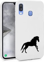 Samsung Galaxy A40 Wit siliconen hoesje Zwart paard *LET OP JUISTE MODEL*