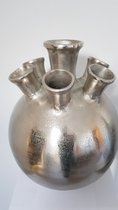 Tulpenvaas zilver | Toetervaas zilver | vaas zilver| Ø31 x H37 cm