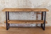 Sidetable Boomstam 120x40x76 - Bijzettafel - Dressoir Industrieel Zwart