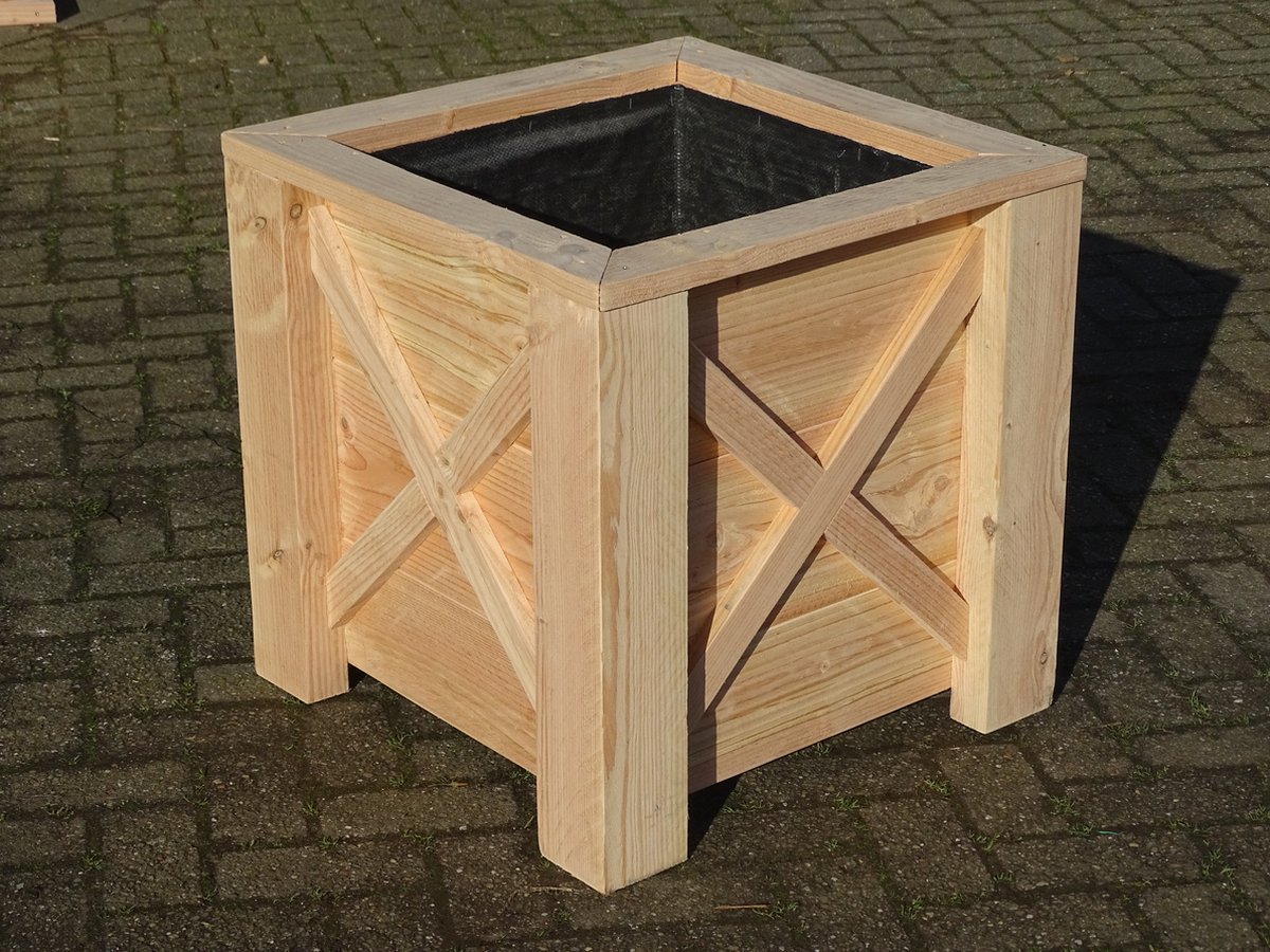 Plantenbak hout - houten bloembak - boombak - tuinbak - afmetingen: 50x50x50 cm - TW Basic Plus