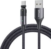 DrPhone D20 - 180º Draaiende Kabel - Nylon Oplaadkabel - Voor USB-C - Data Transmissie + Laden - 1.2 Meter - Zwart