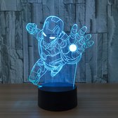 Klarigo®️ Nachtlamp – 3D LED Lamp Illusie - 16 Kleuren – Bureaulamp – Ironman – Marvel - The Avengers - Sfeerlamp - Nachtlampje Kinderen – Creative - Afstandsbediening