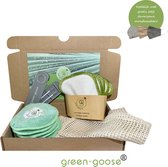 green-goose® Duurzaam Verzorgingspakket Mamore | 4-delig| 10 Herbruikbare Wattenschijfjes | Herbruikbare Wattenstaafjes | Biokatoen | Hennepvezel