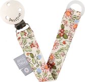 Smallstuff Fopspeenketting-speenkoord-baby-Wit grijs bloemen-22 cm