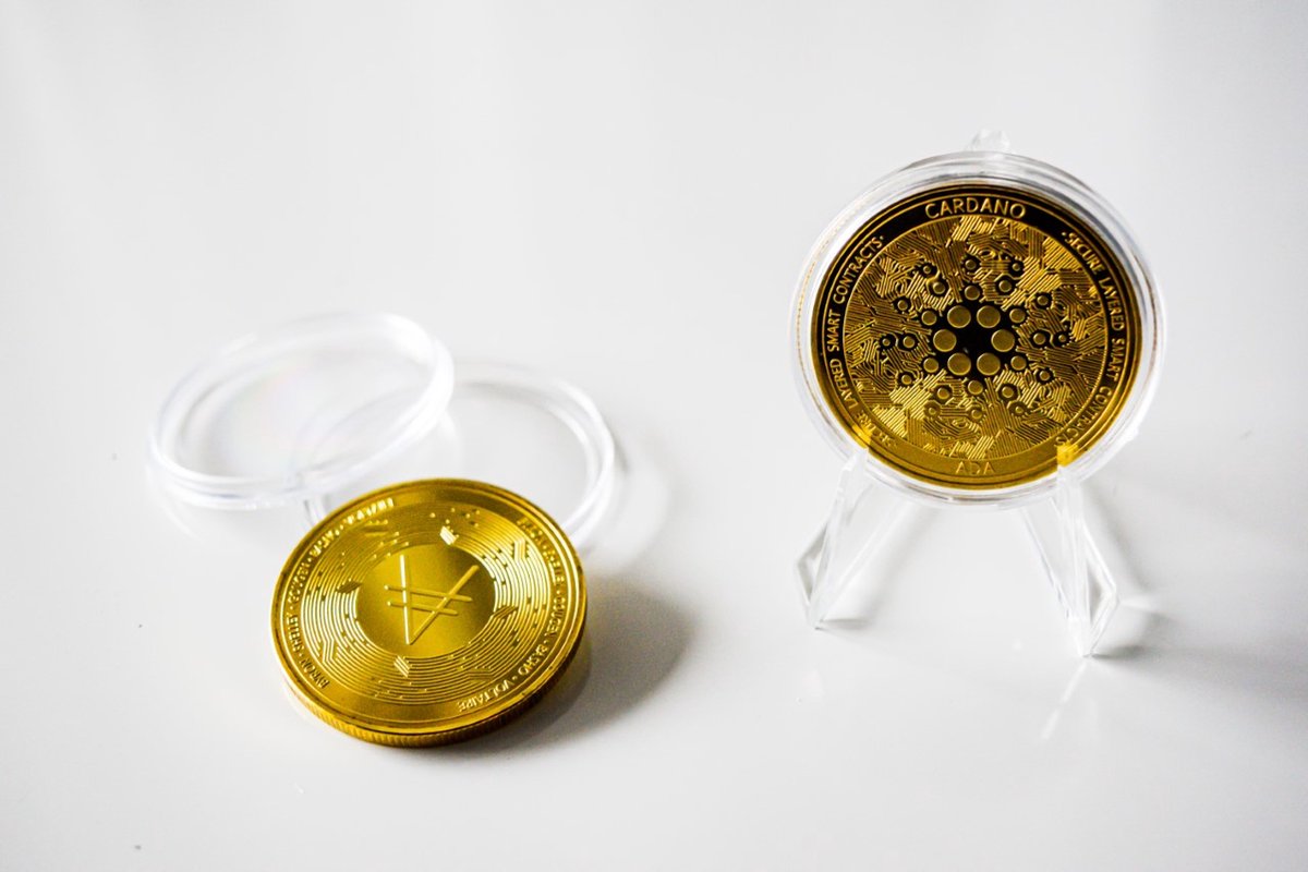 Cardano | ADA | Set de 4 pièces cryptographiques ADA | avec pièce standard  | avec... | bol