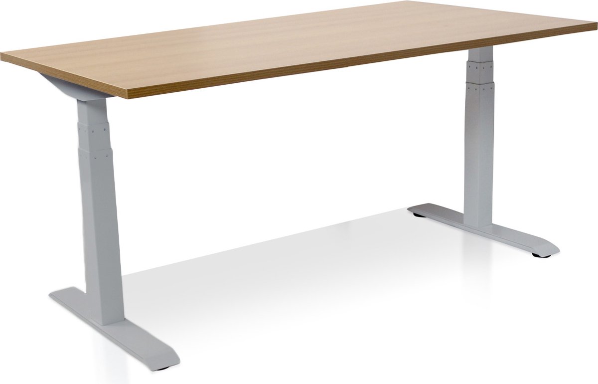 Zit-sta bureau elektrisch verstelbaar - MRC PRO-L 2.0 NEN-EN 527 | 180 x 80 cm | frame aluminium - blad havanna | memory functie met 4 standen | 150kg draagvermogen