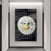 Wallyard - Glasschilderij Bitcoin - Wall art - Schilderij - 40x60cm - Premium glass - Incl. muur bevestiging