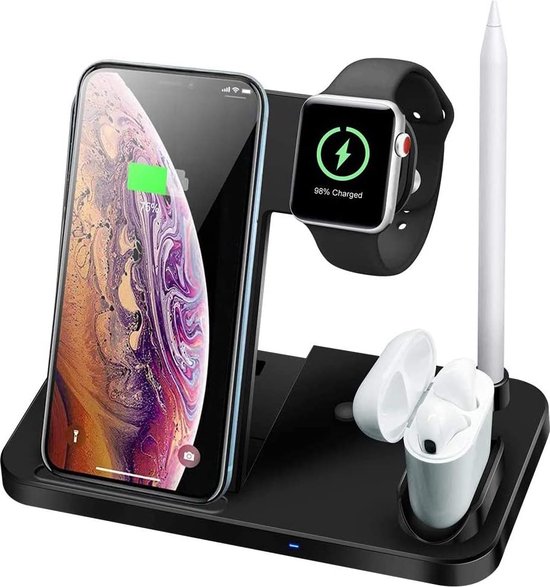 Pygmalion metalen Zwerver YONO Oplaadstation iPhone 4 in 1 – QI Draadloze Oplader iPhone, Apple  Watch, Airpods... | bol.com